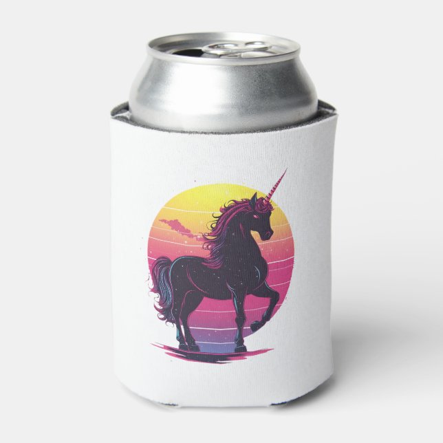 Retro 80s Neon Unicorn (1) Can Cooler (Can Front)