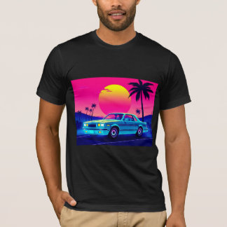 Retro 80s Outrun Sunset Muscle Car Men's T-Shirt