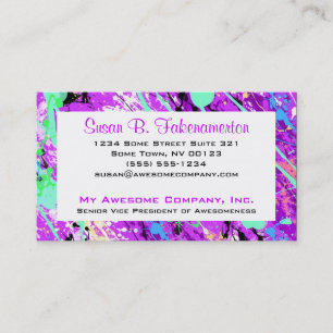 Retro 80's Paint Splatter - Purple Business Card