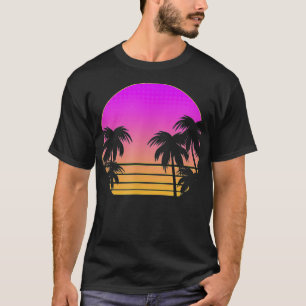 Retro 80s Palms Trees Vaporwave Outrun Art Sunset T-Shirt