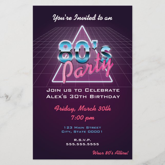 Retro 80's Party Flyer (Front)
