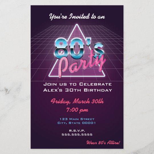 Retro 80 S Party Flyer Zazzle Co Uk