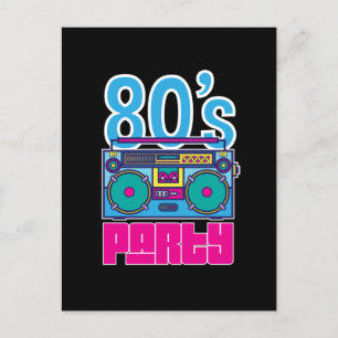 Retro 80's Party Girl Awesome Colorful Postcard
