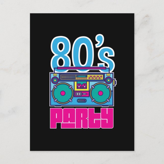 Retro 80's Party Girl Awesome Colorful Postcard (Front)