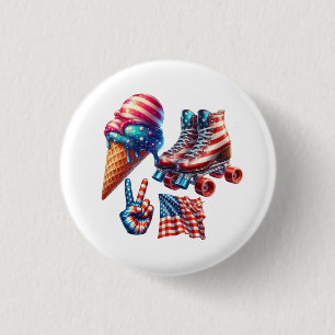 Retro 80's Patriot Flag 3 Cm Round Badge