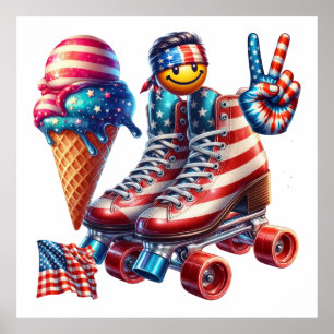 Retro 80's Patriot Flag Poster