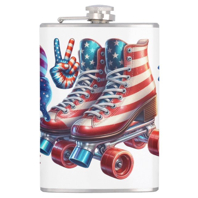 Retro 80's Patriot  Hip Flask (Front)