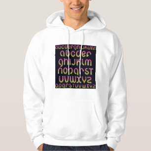 Retro 80s Pink and Yellow Glowing Neon Alphabet Hoodie