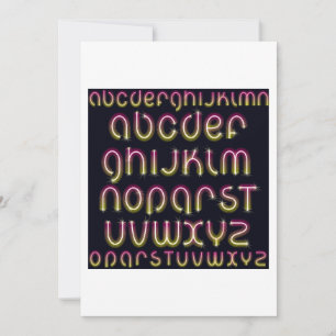 Retro 80s Pink and Yellow Glowing Neon Alphabet Invitation