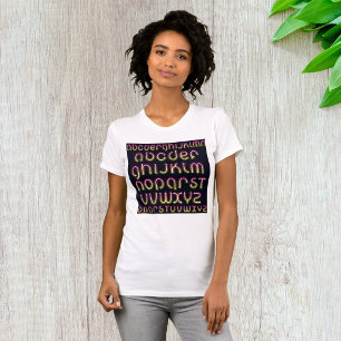 Retro 80s Pink and Yellow Glowing Neon Alphabet T-Shirt