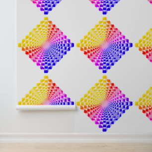 Retro 80s Pixelated Glass Pyramid Chequerboard  Wallpaper