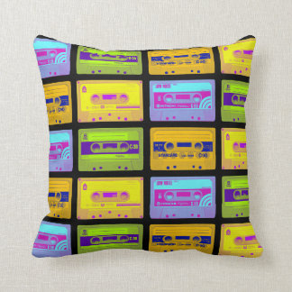 Retro 80s Pop Art Cassette Tapes Cushion
