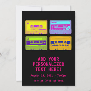 Retro 80s Pop Art Cassette Tapes Invitation