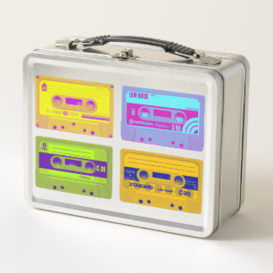 Retro 80s Pop Art Cassette Tapes Metal Lunch Box