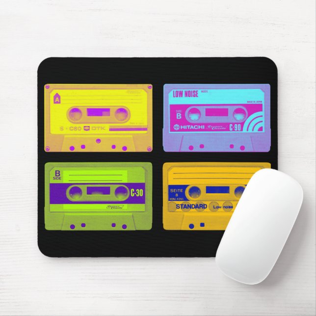 Retro 80s Pop Art Cassette Tapes Mouse Mat (With Mouse)