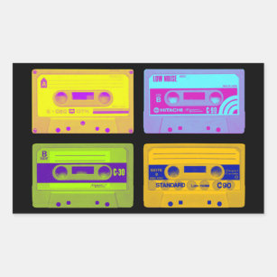Retro 80s Pop Art Cassette Tapes Rectangular Sticker