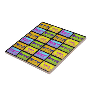 Retro 80s Pop Art Cassette Tapes Tile