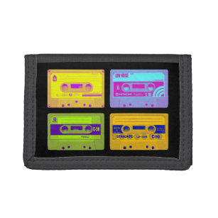 Retro 80s Pop Art Cassette Tapes Trifold Wallet