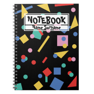 Retro 80s pop art geometric shapes notebook