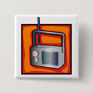 Retro 80s Pop Art Radio Vibrant Vintage 15 Cm Square Badge