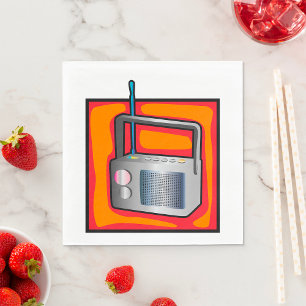 Retro 80s Pop Art Radio Vibrant Vintage Napkin