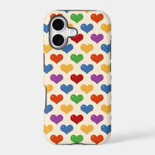 Retro 80s rainbow girly kawaii cute hearts pattern