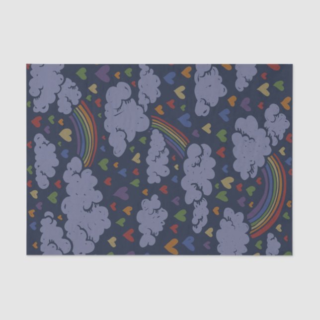 Retro 80s Rainbow Hearts Tissue Paper (Front)