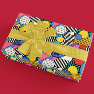 Retro 80s Shapes Colourful Wrapping Paper