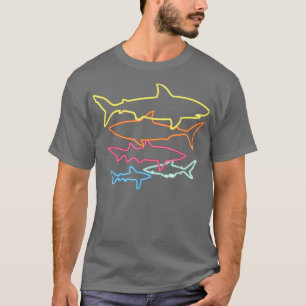 Retro 80s Shark Clothes Shark Party Kids Women Men T-Shirt