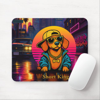 Retro 80s Short King Dachshund Mouse Pad