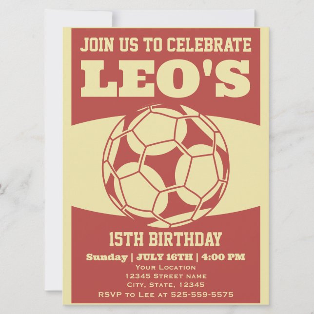 Retro 80's Soccer Birthday Invitation (Front)