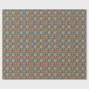 Retro 80s Strawberry Pop Art Comic Book Pattern Wrapping Paper