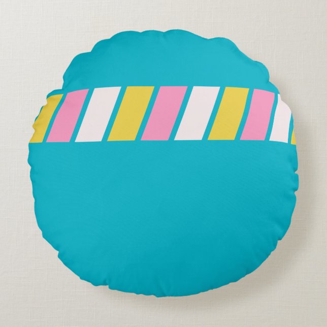 Retro 80s Stripes Round Cushion (Front)