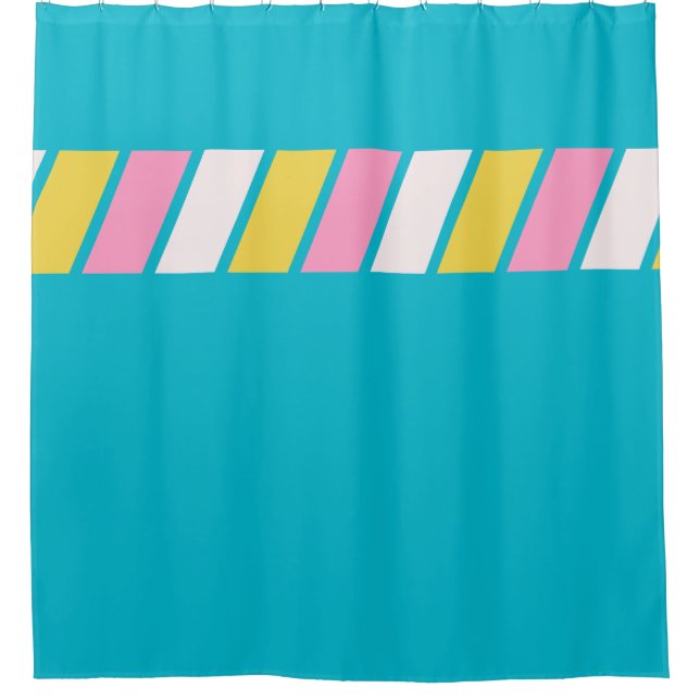 Retro 80s Stripes Shower Curtain (Front)