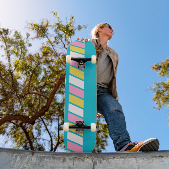 Retro 80s Stripes Skateboard (Outdoor 1)