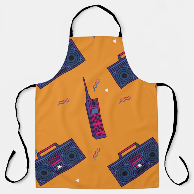 Retro 80s style background, colourful. apron (Front)