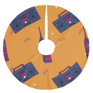 Retro 80s style background, colourful. brushed polyester tree skirt