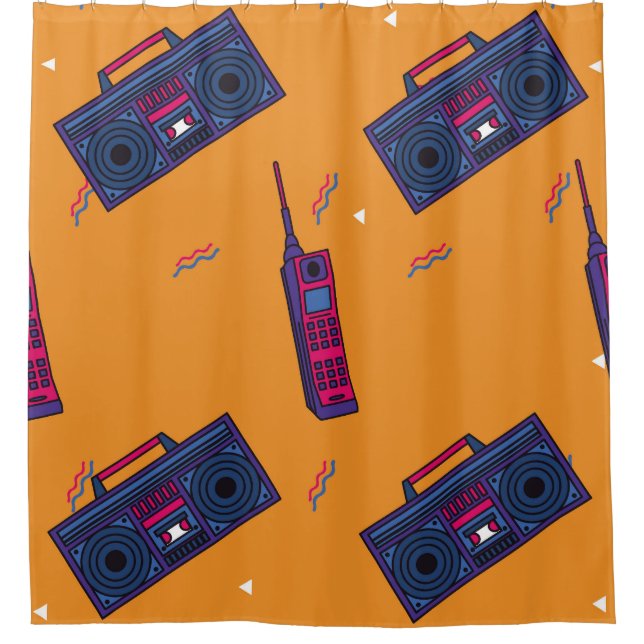 Retro 80s style background, colourful. shower curtain (Front)