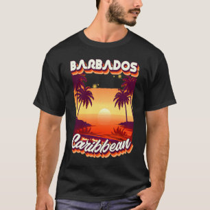 Retro 80's Style Barbados Palm Tree Surf T-Shirt