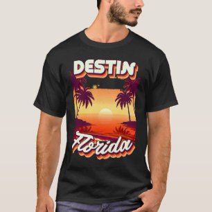 Retro 80's Style Destin Florida Palm Tree Surf T-Shirt