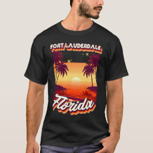 Retro 80's Style Fort Lauderdale Florida Palm Tree T-Shirt