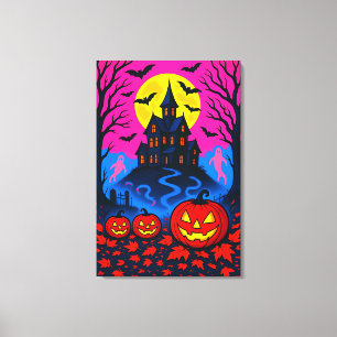 Retro 80s Style Halloween Pop Art Canvas Print