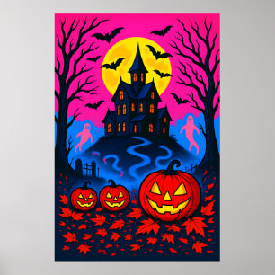 Retro 80s Style Halloween Pop Art Poster