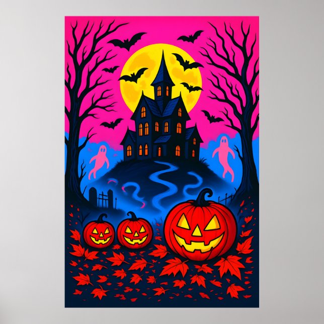 Retro 80s Style Halloween Pop Art Poster (Front)
