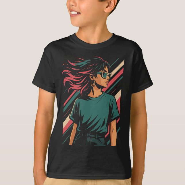 Retro 80s Stylish Woman Graphic Tee | Vintage Aest (Front)