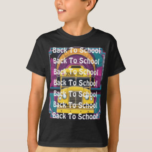 Retro 80s Synthwave Back To School Bus Kids T-Shirt