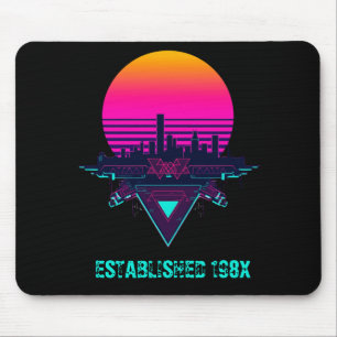 Retro 80s Synthwave City Neon Desk Mat Mouse Mat
