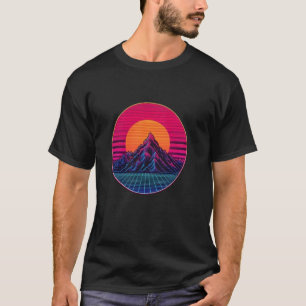 Retro 80s Synthwave Sunset & Mountains Design Vint T-Shirt