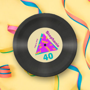 Retro 80s Themed 40th Birthday Party Faux Record Paper Plate