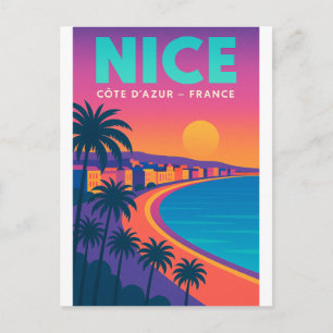 Retro 80s Travel - Nice French Riviera Postcard